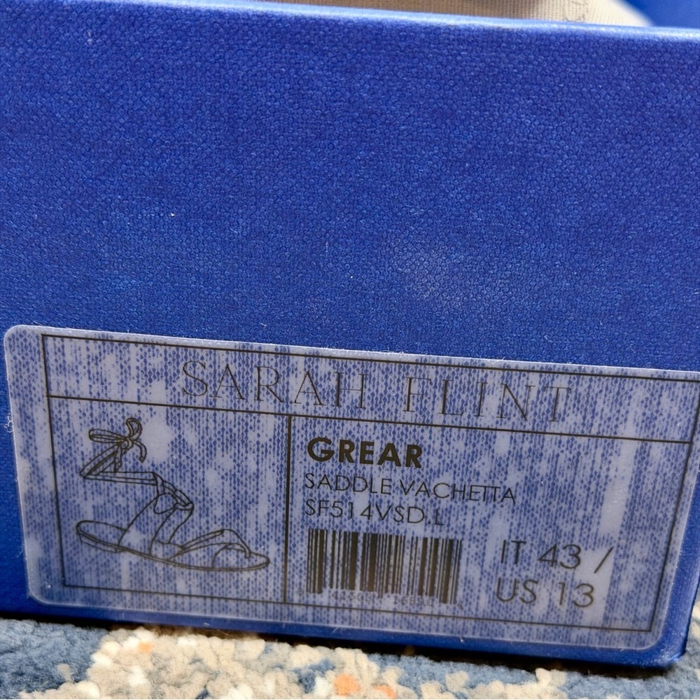 Nwt Sarah Flint ‘Grear’ Lace-Up Grecian Style Sandal In “Saddle Vachetta” Sz 13 — image 5 of 8